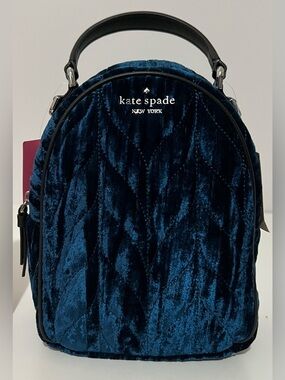 kate spade New York Blue Velvet Quilted Backpack